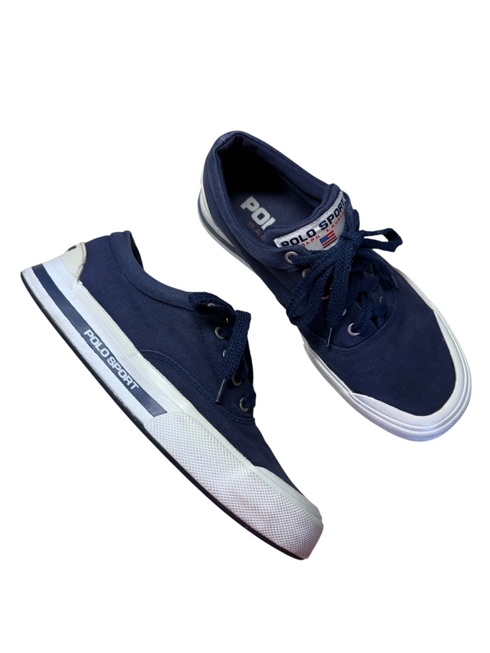 POLO SPORT by Ralph Lauren Navy Canvas Lace-Up Sneakers - Men’s Shoes US Size 10